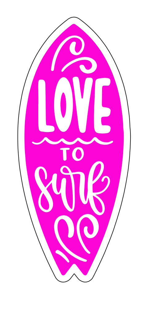 Autocollant « SURF » Rose 10cm X 4,16cm holographique